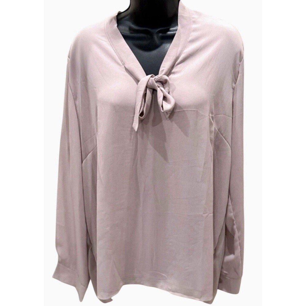 Women’s Blouse Size XL Dusty Rose Pink Tie Neck Flowy Top Dressy Work NWT Pretty